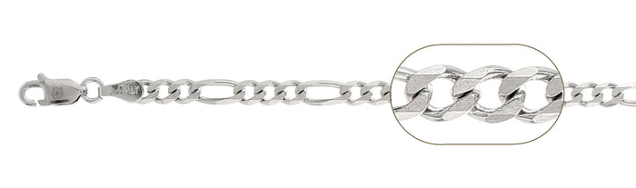 100-4MM Figaro Chain .925 Solid Sterling Silver Sizes 7-10" and 16-36" NEW