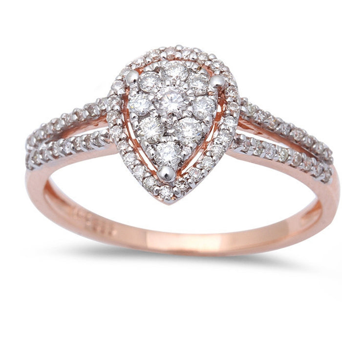 DIAMOND CLOSEOUT! .32ct Pear Shaped Halo Diamond Engagement Wedding Ring 14kt Rose Gold
