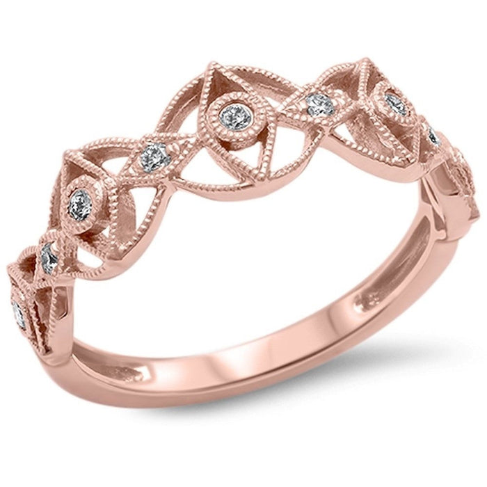 DIAMOND CLOSEOUT! .13ct Round Diamond 14kt Rose Gold Wedding Band Ring size 6.5