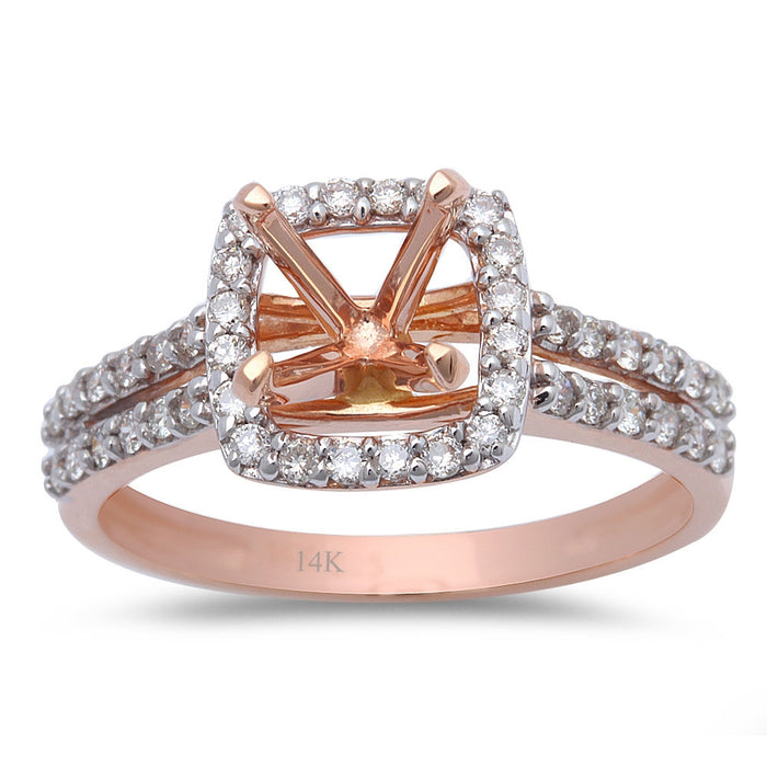 DIAMOND CLOSEOUT! .36ct Round Halo Semi Mount Engagement Ring 14kt Rose Gold Size 6.5