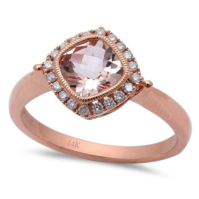 GEMSTONE CLOSEOUT! 1.48ct Morganite & Round Diamond 14kt Rose Gold Engagement Ring Size 6.5