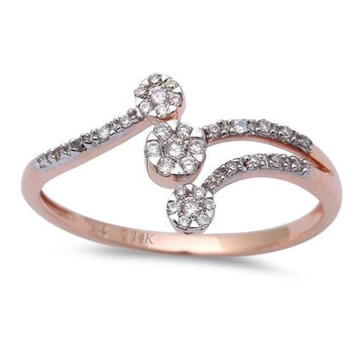 DIAMOND CLOSEOUT! 14K Rose Gold Diamond Open Ring Fashion Band Size 6.5