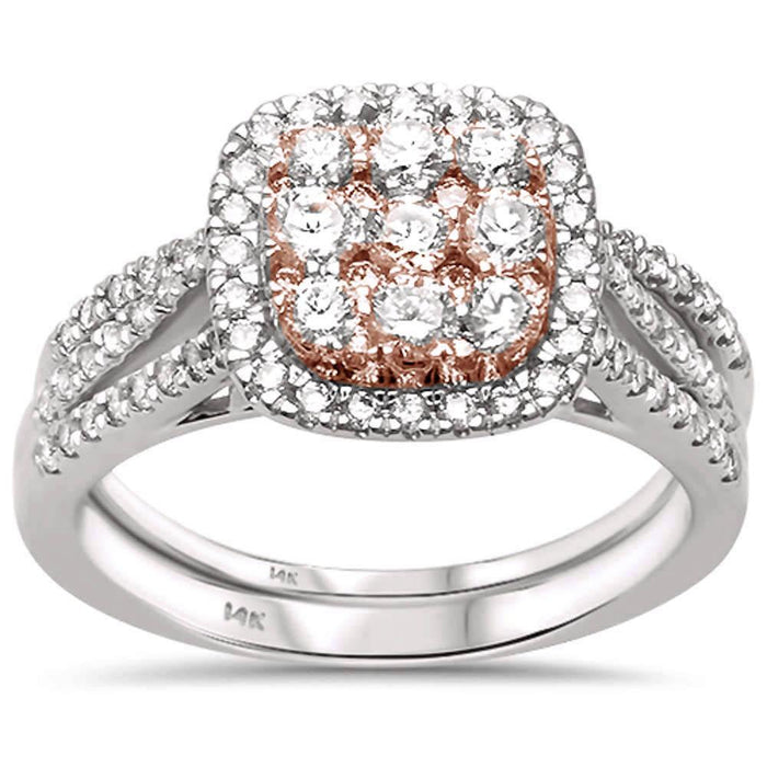 DIAMOND CLOSEOUT! .96ct G SI 14k Two Tone Gold Diamond Engagement Ring Bridal Set Size 6.5
