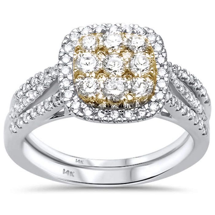 DIAMOND CLOSEOUT! 1.02ct 14ktTwo Tone Gold Diamond Engagement Wedding Ring Bridal Set 6.5