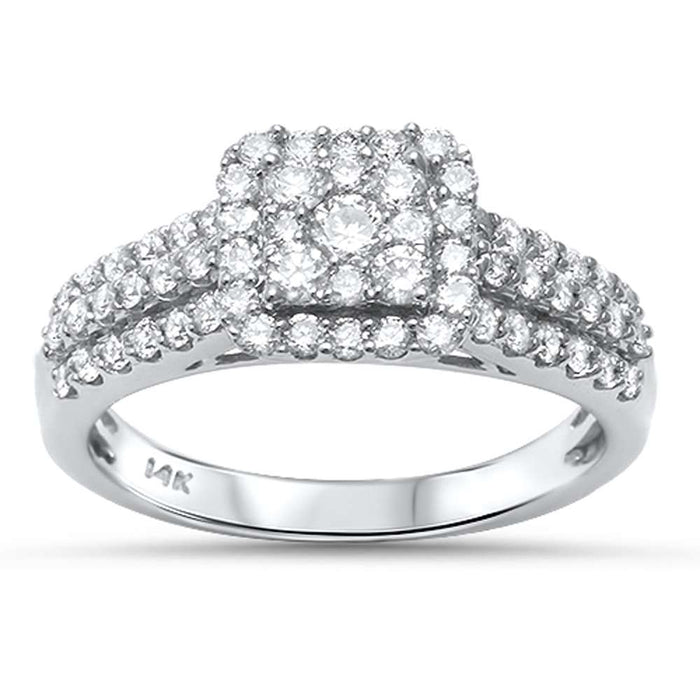 DIAMOND CLOSEOUT! .88ct 14kt White Gold Square Diamond Engagement Promise Ring Size 6.5