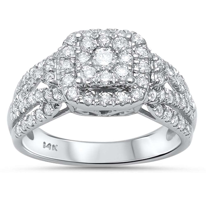 DIAMOND CLOSEOUT! .99ct G SI 14kt White Gold Square Engagement Solitaire Diamond Ring Size 6.5