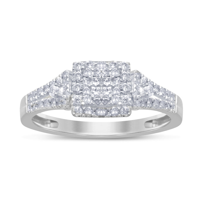DIAMOND CLOSEOUT! .53ct G SI 14kt White Gold Square Engagement Solitaire Diamond Ring Size 6.5