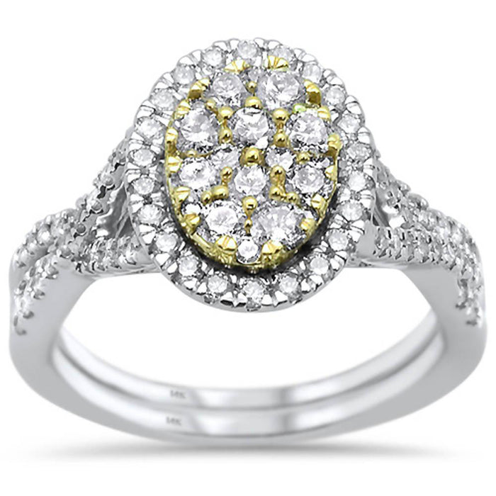 DIAMOND CLOSEOUT! 1.03ct 14k Two Tone Gold Oval Diamond Engagement Wedding Ring Size 6.5