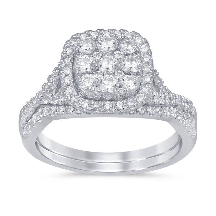 DIAMOND CLOSEOUT! .99ct 14k White Gold Square Diamond Engagement Wedding Ring Size 6.5