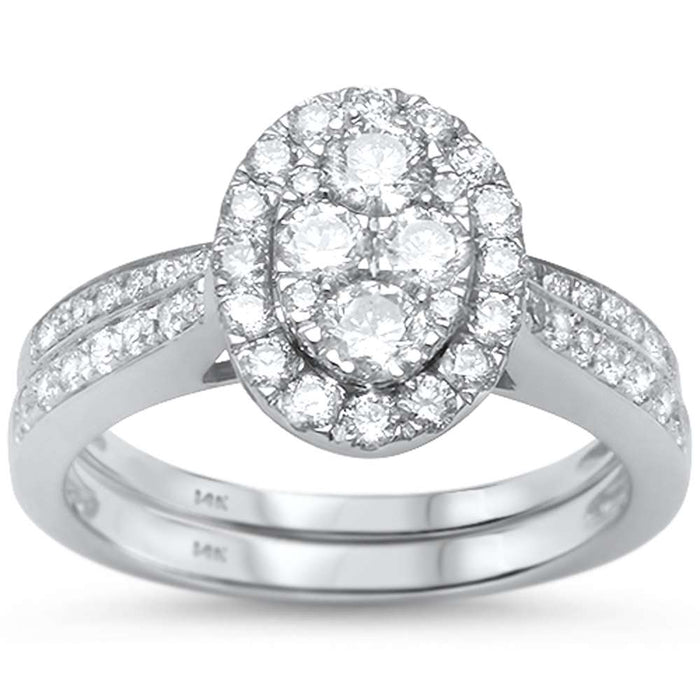 DIAMOND CLOSEOUT! 1.01ct 14kt White Gold Oval Diamond Engagement Bridal Set Ring Size 6.5