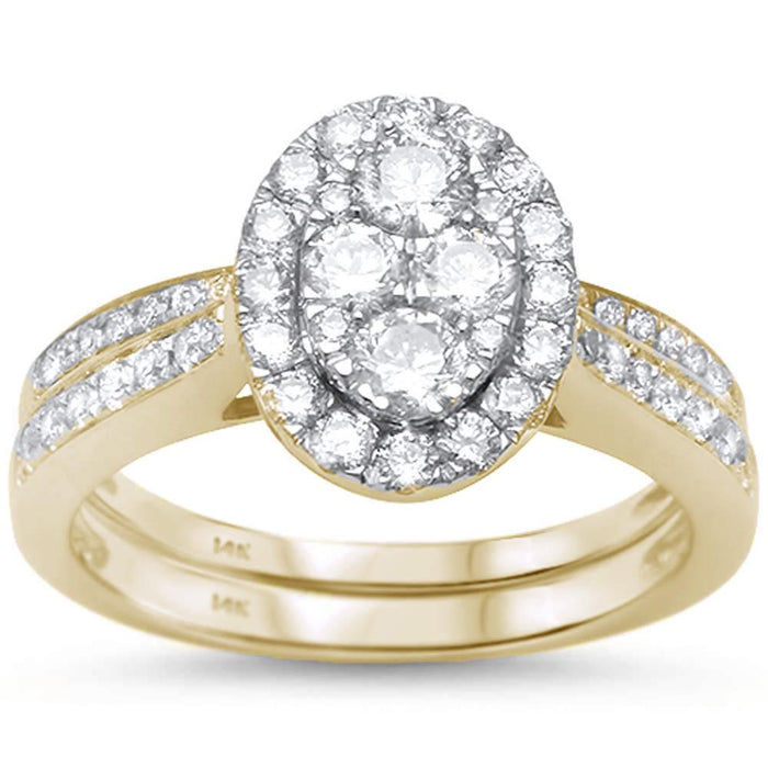 DIAMOND CLOSEOUT! 1.01ct 14k Yellow Gold Oval Diamond Engagement Ring Bridal Set Size 6.5