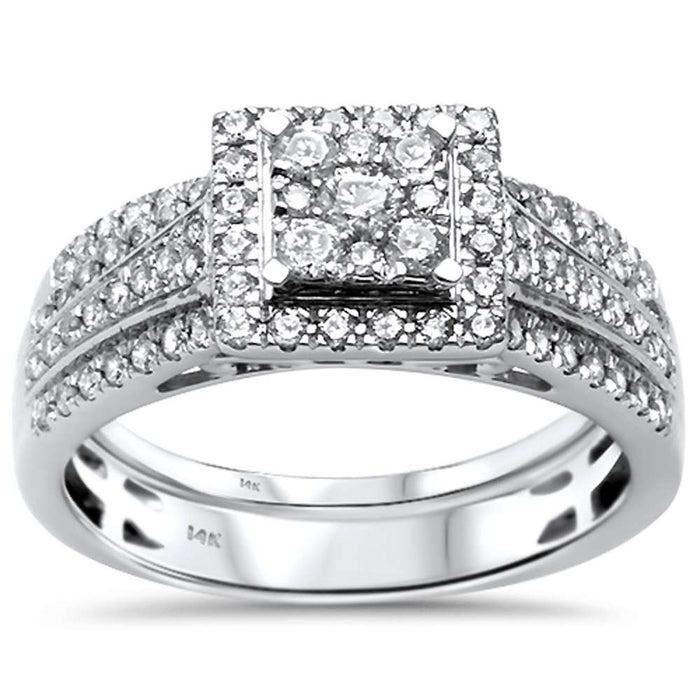 DIAMOND CLOSEOUT! .77ct G SI 14kt White Gold Princess Diamond Engagement Bridal Set Ring Size 6.5