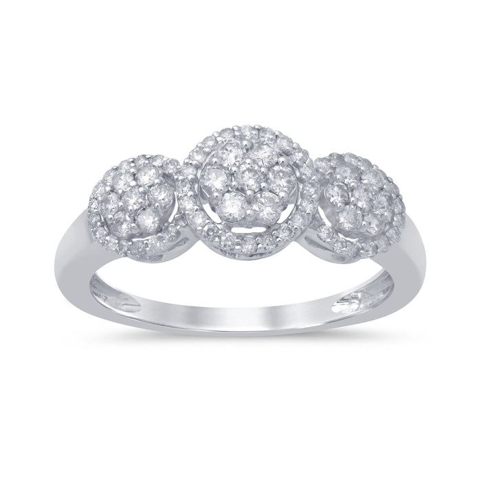 DIAMOND CLOSEOUT! .51ct 14kt White Gold Round Diamond Three Stone Engagement Aniversary Ring