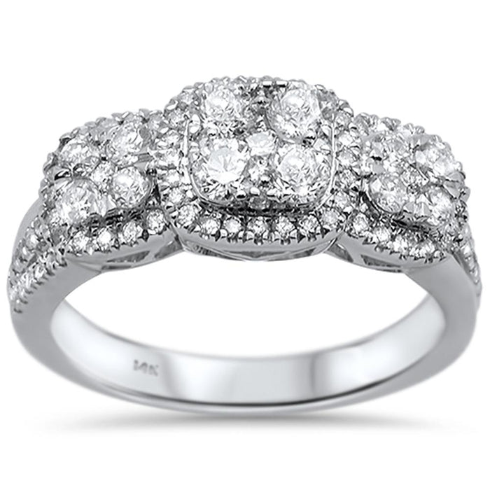 DIAMOND CLOSEOUT! .89ct 14k White Gold Three Stone Anniversary Diamond Ring Size 6.5