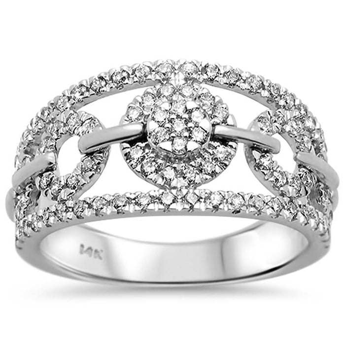 DIAMOND CLOSEOUT! .61ct 14k White Gold Diamond Statement Ring Size 6.5