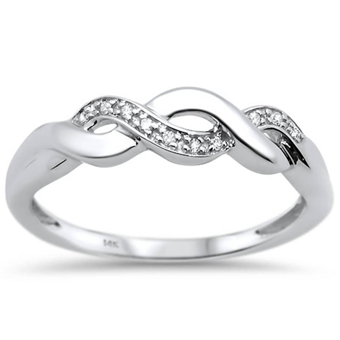 DIAMOND CLOSEOUT! .03ct 14k White Gold Diamond Infinity Band Ring Size 6.5