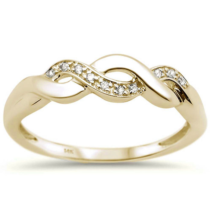 DIAMOND CLOSEOUT! .03ct 14k Yellow Gold Diamond Infinity Band Ring Size 6.5