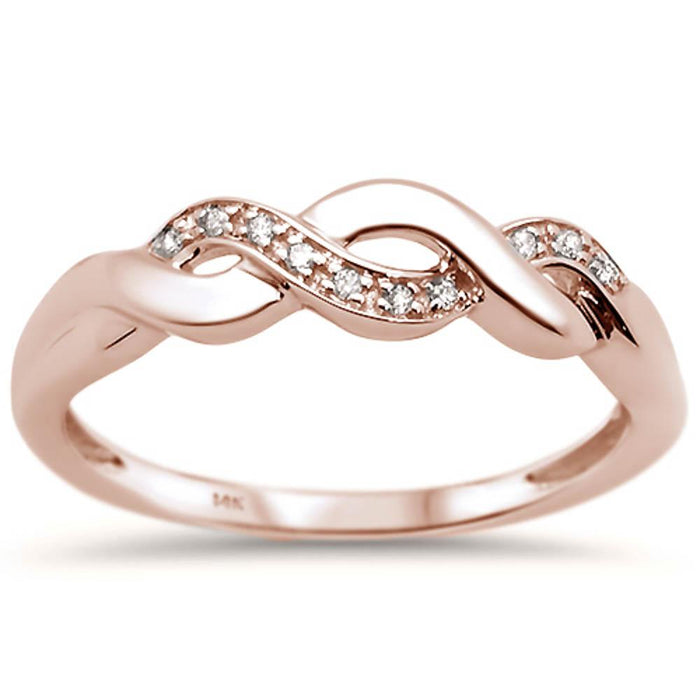 DIAMOND CLOSEOUT! .03ct 14k Rose Gold Diamond Infinity Band Rinze 6.5