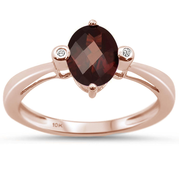 DIAMOND CLOSEOUT! 1.31cts 10k Rose Gold Oval Shape Smokey Topaz & Diamond Ring Size 6.5