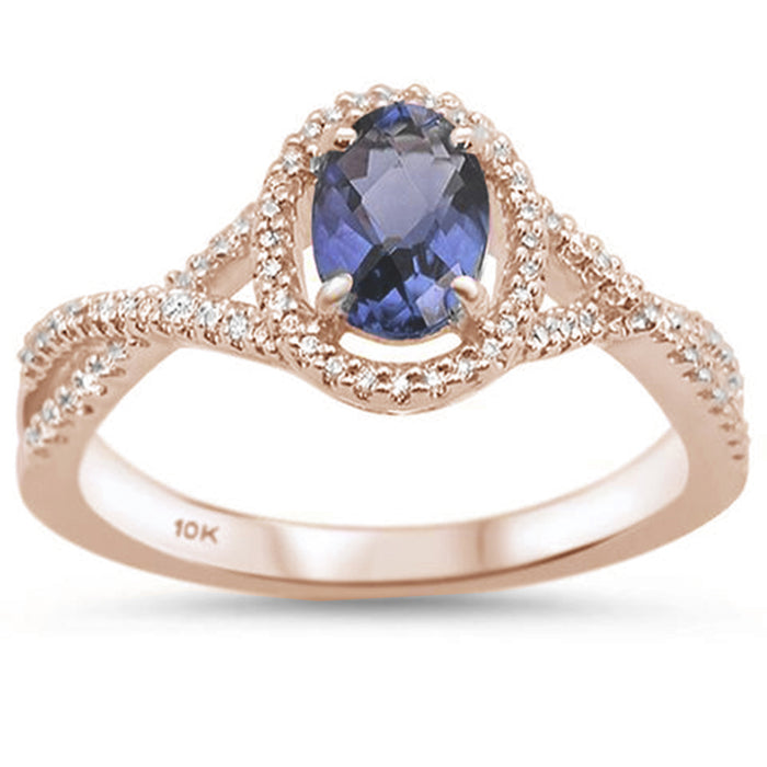 GEMSTONE CLOSEOUT! .79ct 10K Rose Gold Natural Tanzanite & Diamond Ring Size 6.5