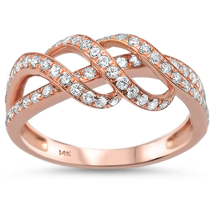 DIAMOND CLOSEOUT! .64cts 14k Rose Gold Modern Diamond Wedding Band Fine Ring Size 6.5