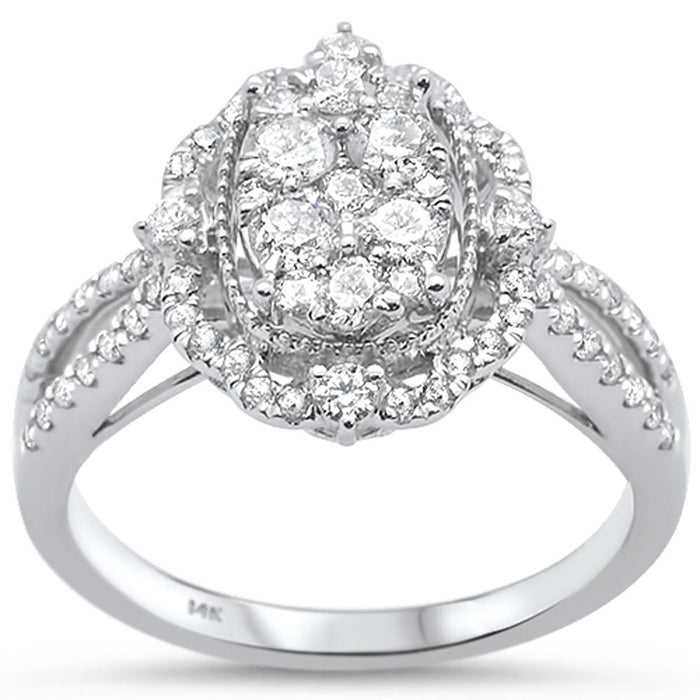 DIAMOND CLOSEOUT! .88ct 14k White Gold Oval Shape Diamond Engagement Ring Size 6.5