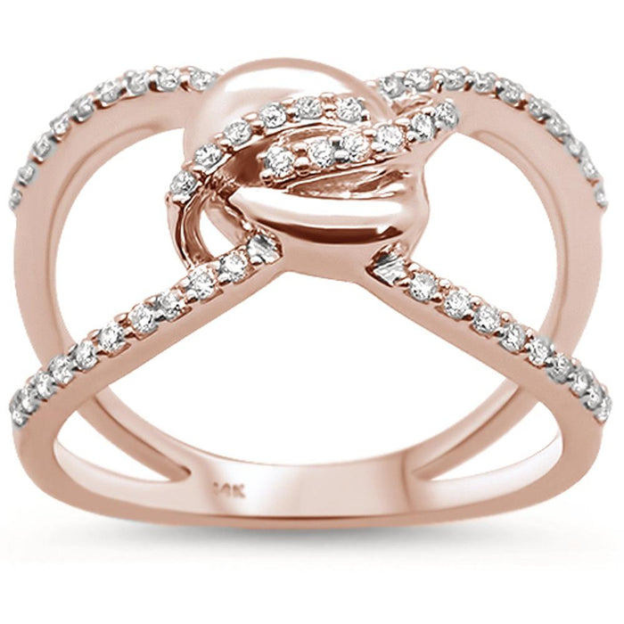DIAMOND CLOSEOUT! .27ct 14k Rose Gold Modern Knot Open Trendy Fine Diamond Ring