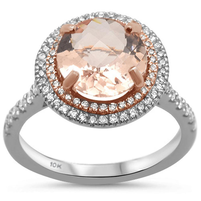 GEMSTONE CLOSEOUT! 2.70ct 10k Two Tone Gold Round Morganite & Diamond Ring