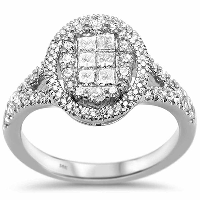 DIAMOND CLOSEOUT! .95ct 14k White Gold Diamond Oval Engagement Ring Size 6.5