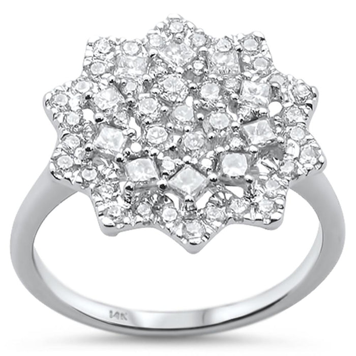 DIAMOND CLOSEOUT! 96ct 14K White Gold Elegant Flower Cluster Diamond Ring Size 6.5