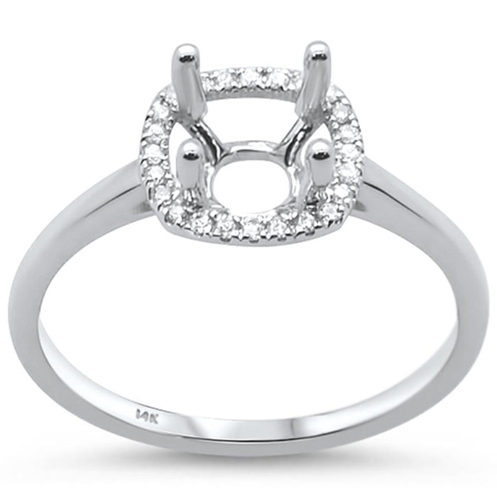 DIAMOND CLOSEOUT! .09ct 14k White Gold Square Halo Semi Mount Ring Size 6.5
