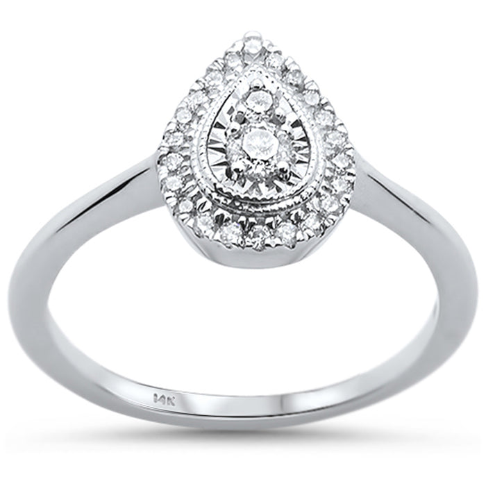 DIAMOND CLOSEOUT! .20ct 14KT White Gold Pear Shaped Diamond Solitaire Ring Size 6.5