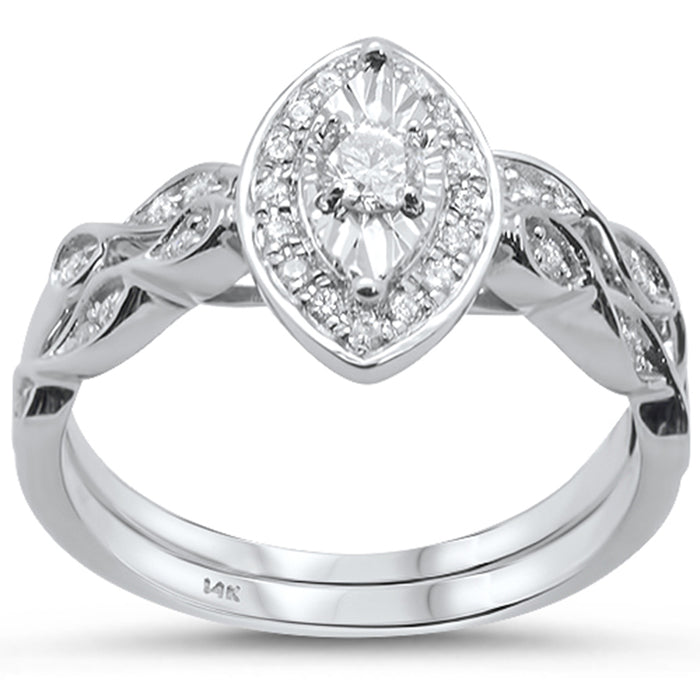 DIAMOND CLOSEOUT! .36cts 14k White gold Marquise Shape Diamond Engagement Ring Bridal Set