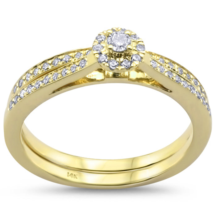 DIAMOND CLOSEOUT! .25cts 14k Yellow Gold Round Diamond Engagement Ring Bridal Set Size 6.5