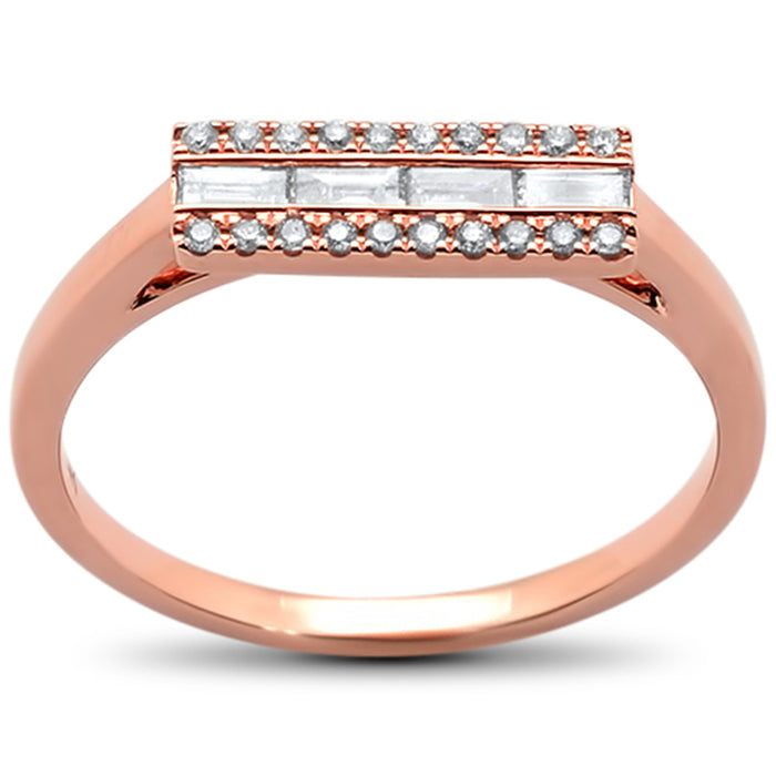 DIAMOND CLOSEOUT! .17cts 14k Rose Gold Modern Trendy Natural Diamond Ring 6.5