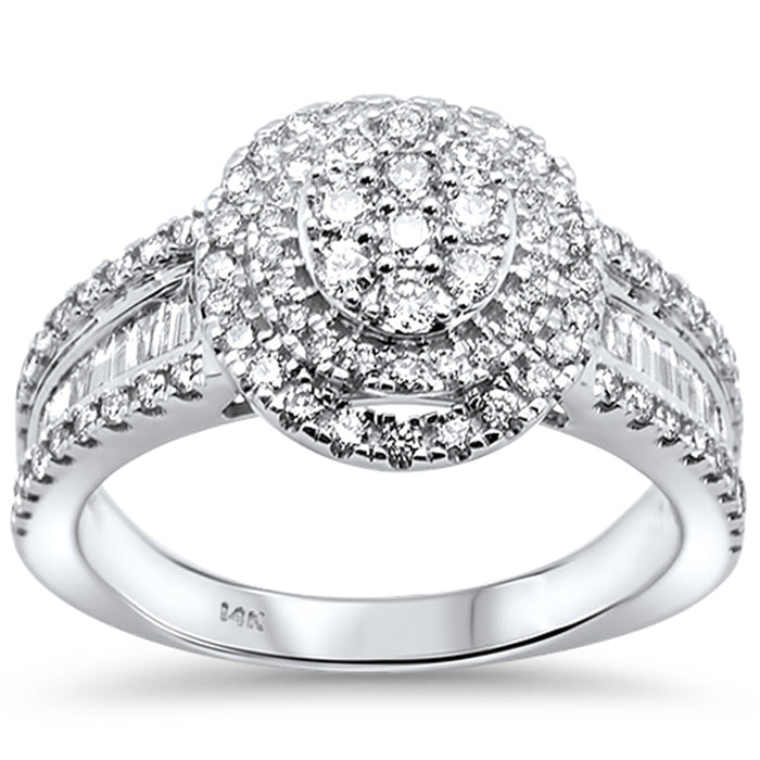 DIAMOND CLOSEOUT! 1.01ct 14kt White Gold Elegant Round & Baguette Diamond Engagement Ring