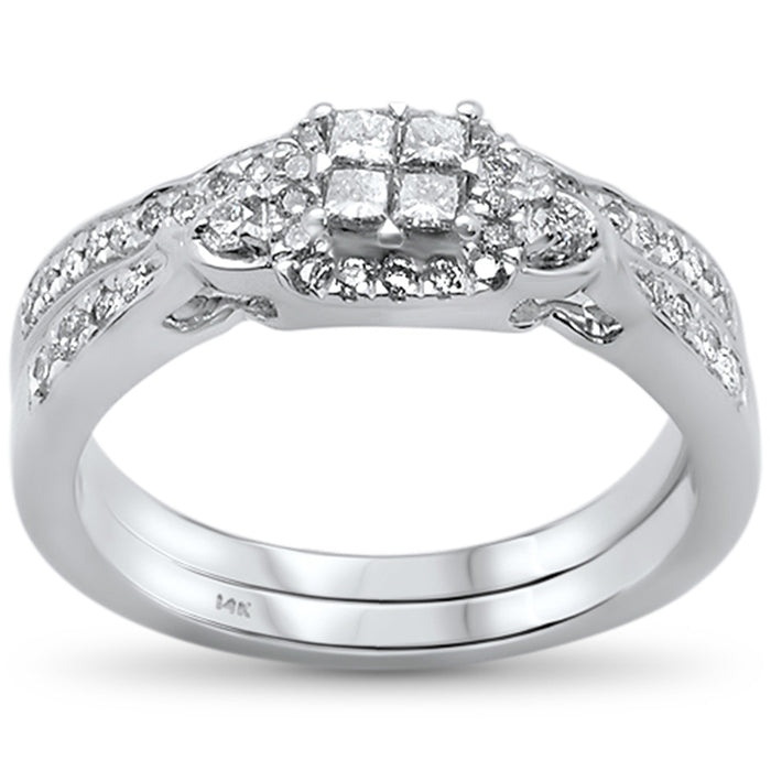 DIAMOND CLOSEOUT! .50ct 14k White Gold Diamond Engagement Bridal Set Ring Size 6.5