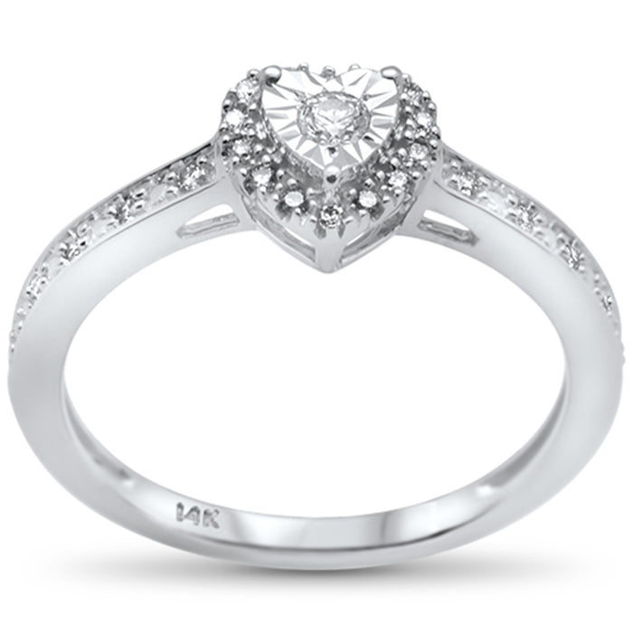 SPECIAL! .15ct 14k White Gold Diamond Heart Shape Engagement Promise Ring Size 6.5