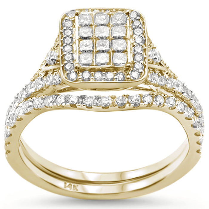 DIAMOND CLOSEOUT! 1.00ct 14k Yellow Gold Diamond Square Shape Bridal Set Engagement Ring
