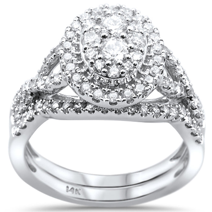 DIAMOND CLOSEOUT! 1.00ct 14k White Gold Oval Shape Diamond Engagement Ring Bridal Set