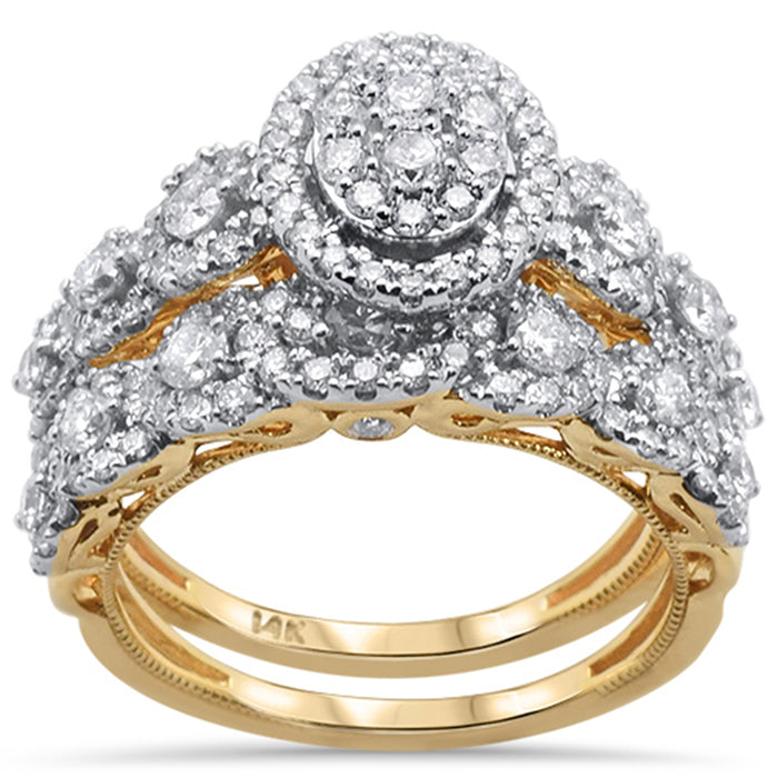DIAMOND CLOSEOUT! 1.47ct 14k Yellow Gold Oval Diamond Engagement Ring Bridal Set Size 6.5