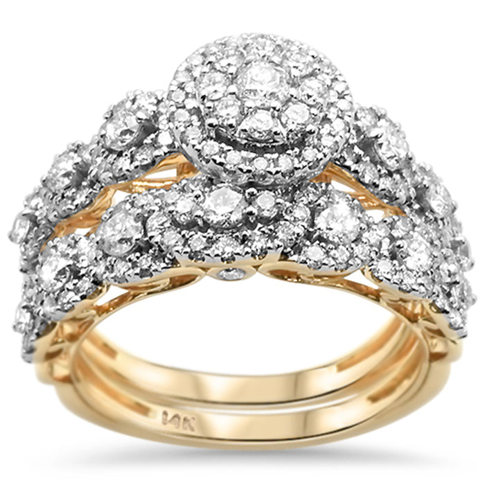 DIAMOND CLOSEOUT! 1.46ct 14k Two Tone Gold Diamond Engagement Ring Bridal Set Size 6.5