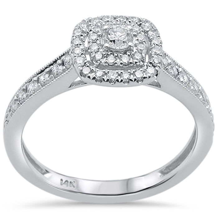 DIAMOND CLOSEOUT! .49ct 14k White Gold Square Shape Diamond Engagement Ring Size 6.5
