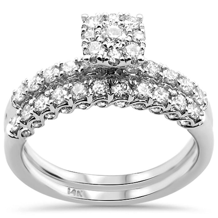 DIAMOND CLOSEOUT! 1.0ct 14k White Gold Round Diamond Engagement Ring Bridal Set Size 6.5