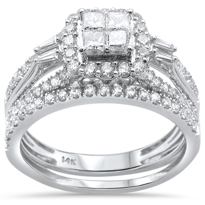 DIAMOND CLOSEOUT! 1.00ct 14k White Gold Diamond Engagement Ring Bridal Set Size 6.5