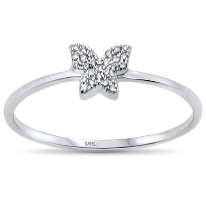 DIAMOND CLOSEOUT! .05ct 14KT White Gold Trendy Butterfly Diamond Ring Size 6.5