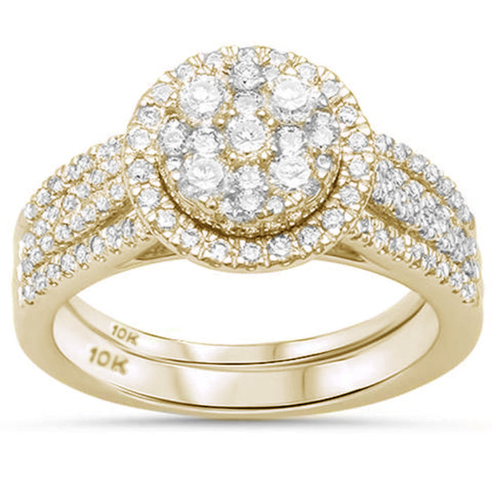 DIAMOND CLOSEOUT! .98ct G SI 10K Yellow Gold Round Diamond Engagement Bridal Ring Set Size 6.5