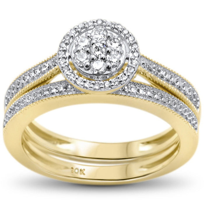 DIAMOND CLOSEOUT! .26ct F SI 10kt Yellow Gold Diamond Enagement Bridal Ring Set Size 6.5