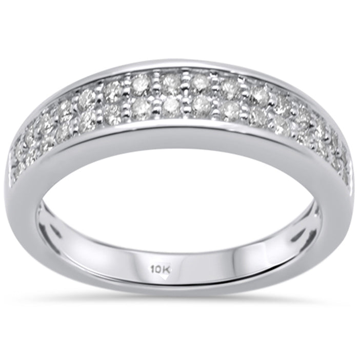 DIAMOND CLOSEOUT! .50ct 10K White Gold Diamond Ladies Wedding Fashion Band Ring Size 6.5