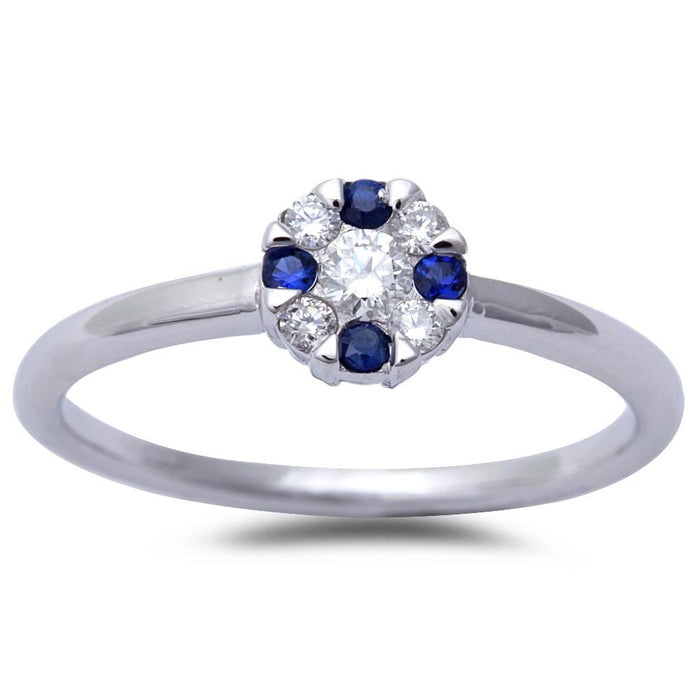 GEMSTONE CLOSEOUT! White Gold Blue Sapphire & Diamond Solitaire Engagement Promise Ring Size 6.5